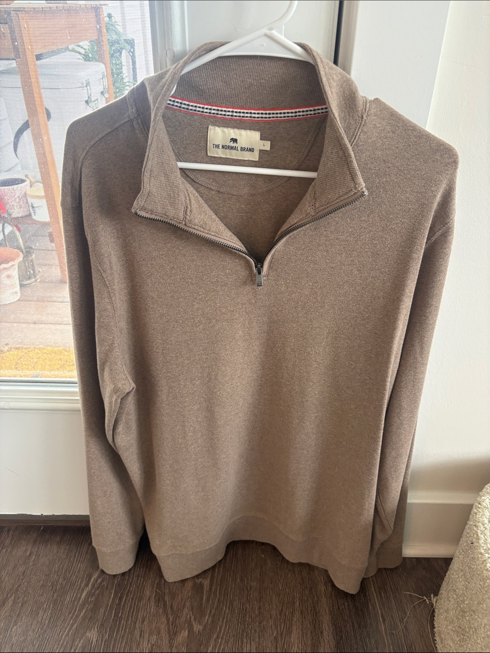 The Normal Brand Men’s Taupe Zip-Neck Sweater
